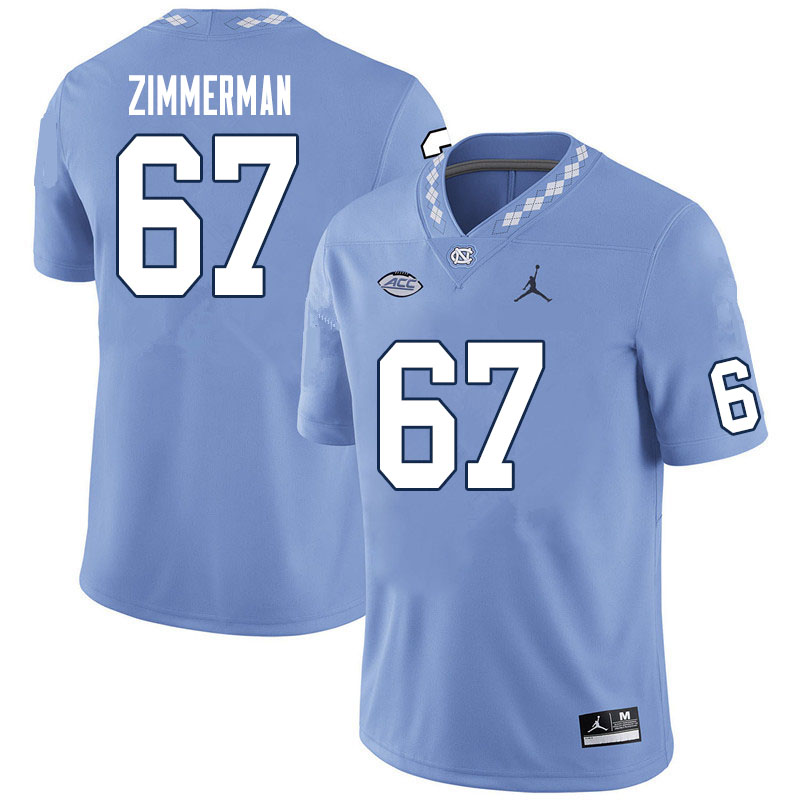 Men #67 Trey Zimmerman North Carolina Tar Heels College Football Jerseys Sale-Carolina Blue